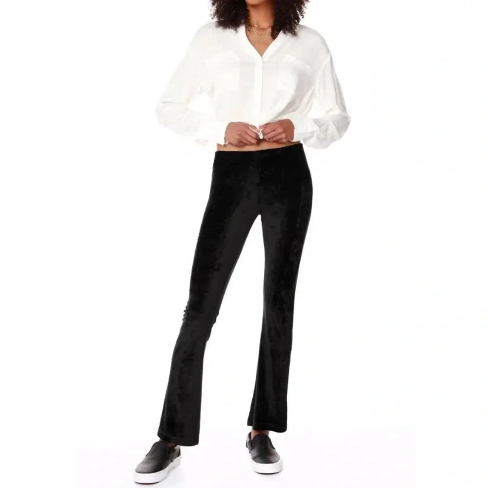 NWT BOBI LA flared leg velvet pants in black size small.